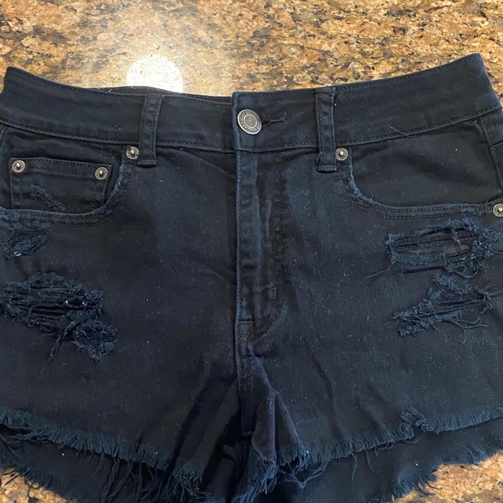 American Eagle Outfitters Black Distressed Jean Shorts